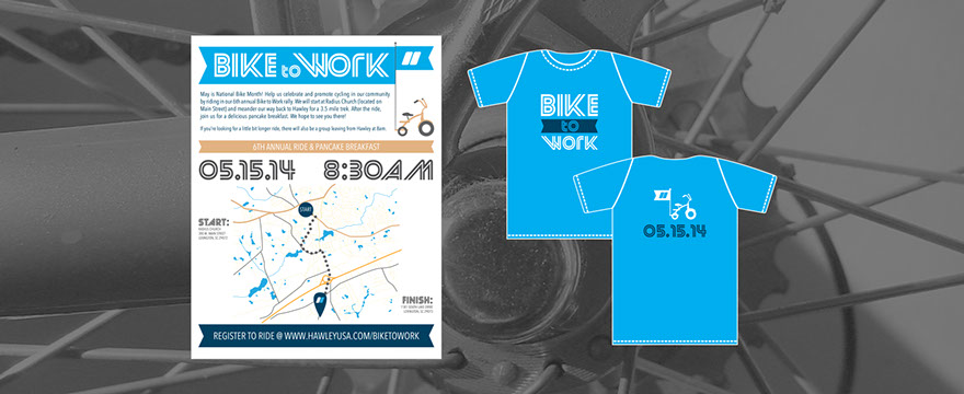 banner concepts, poster design, and t-shirt design for annual Bike to Work event